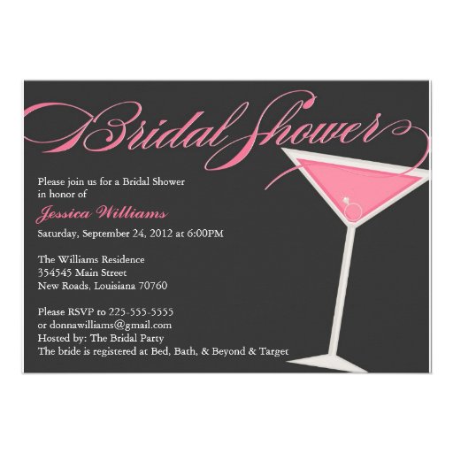 Bridal Shower Martini Personalized Invites