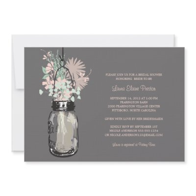 Bridal Shower Mason Jar and Wildflowers Personalized Invites