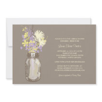 Bridal Shower Mason Jar and Wildflowers Announcements