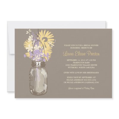 Bridal Shower Mason Jar and Wildflowers Invitation