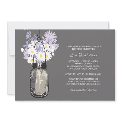 Bridal Shower Mason Jar and Wildflowers Custom Announcement