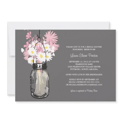 Bridal Shower Mason Jar and Wildflowers Invitations