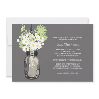 Bridal Shower Mason Jar and Wildflowers Invitations