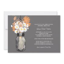 Bridal Shower Mason Jar and Wildflowers Custom Invitations