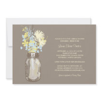 Bridal Shower Mason Jar and Wildflowers Custom Invitations