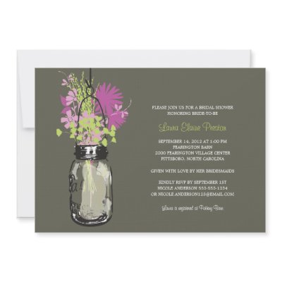 Bridal Shower Mason Jar and Wildflowers Invites