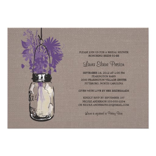 Bridal Shower Mason Jar and Wildflowers Announcement