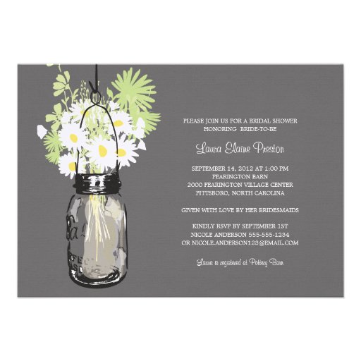 Bridal Shower Mason Jar and Wildflowers Invitations