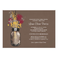 Bridal Shower Mason Jar and Wildflowers Custom Invites