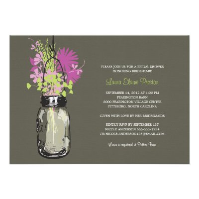 Bridal Shower Mason Jar and Wildflowers Invites