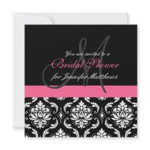 Bridal Shower Monogram Damask Invitations