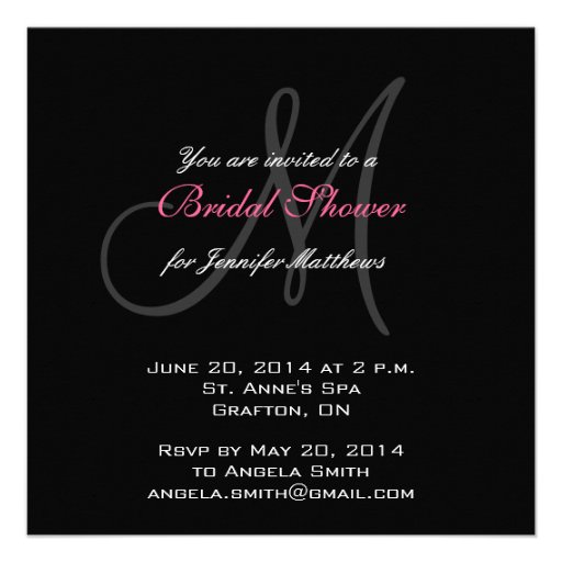 Bridal Shower Monogram Damask Invitations Pink