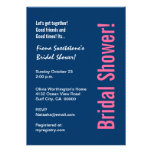 Bridal Shower Navy Blue and Pink Circles Pattern Invitation
