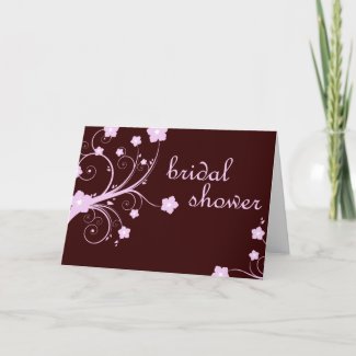 bridal shower : Pink Flowers : card
