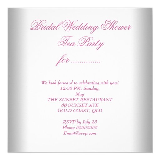 Bridal Shower Pink Purple Tea Party Custom Announcement