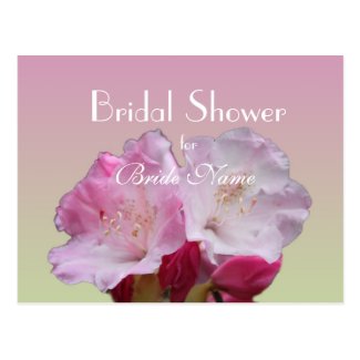 Bridal shower, pink rhododendron flowers post cards
