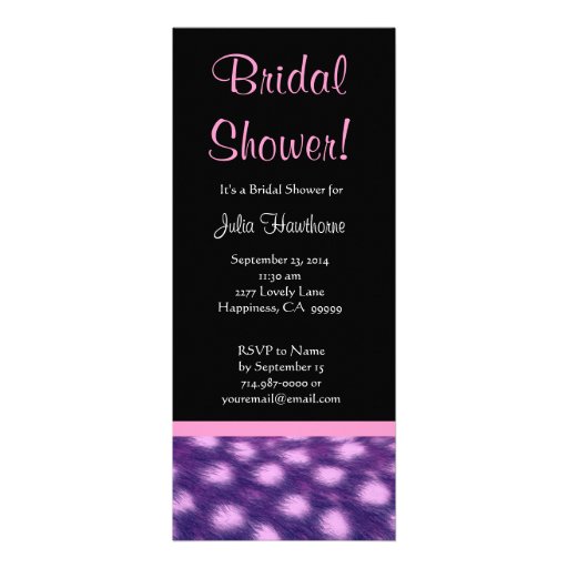 Bridal Shower Purple and Pink Cheetah Print Personalized Announcement