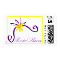 Bridal Shower Purple and Yellow Postage Stamp