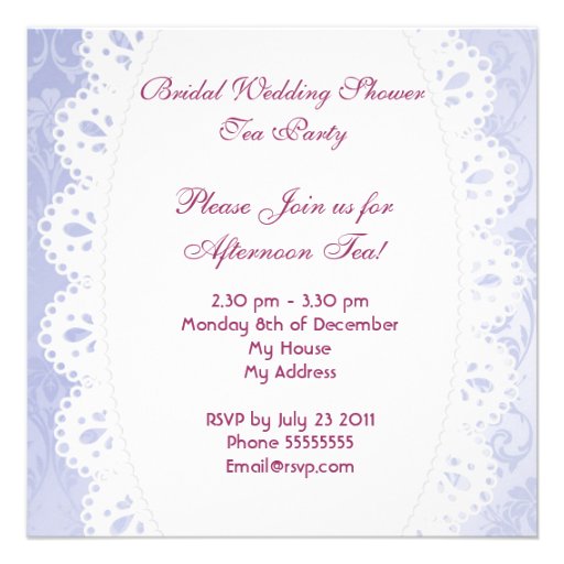 Bridal Shower Purple Floral Tea Party Announcements