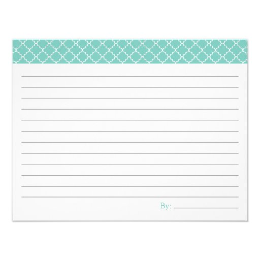 Bridal Shower Recipe Card - Blue Custom Invitations
