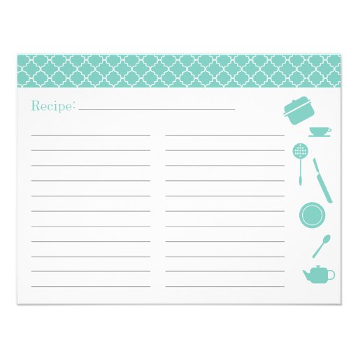 Bridal Shower Recipe Card - Blue Custom Invitations