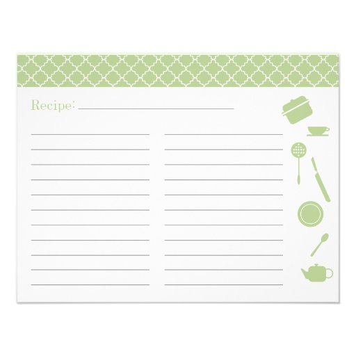 Bridal Shower Recipe Card - Green Invitation