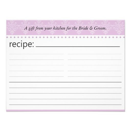 Bridal Shower Recipe Card Personalized Announcement