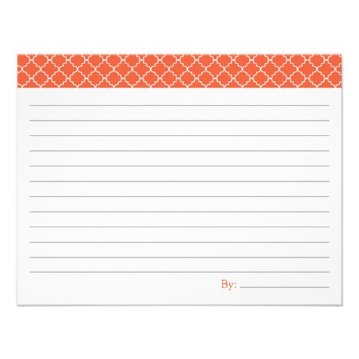 Bridal Shower Recipe Card - Orange Announcements