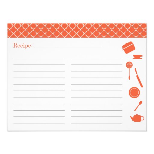 Bridal Shower Recipe Card - Orange Announcements