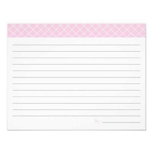 Bridal Shower Recipe Card - Pink Custom Invitations