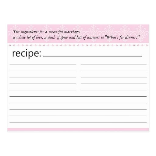bridal shower recipe card postcard zazzle bridal shower recipe card postcard zazzle