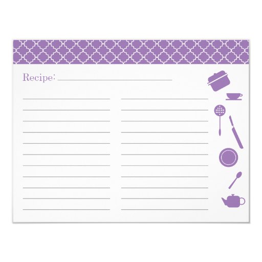 bridal shower recipe card purple zazzle purple recipe cards