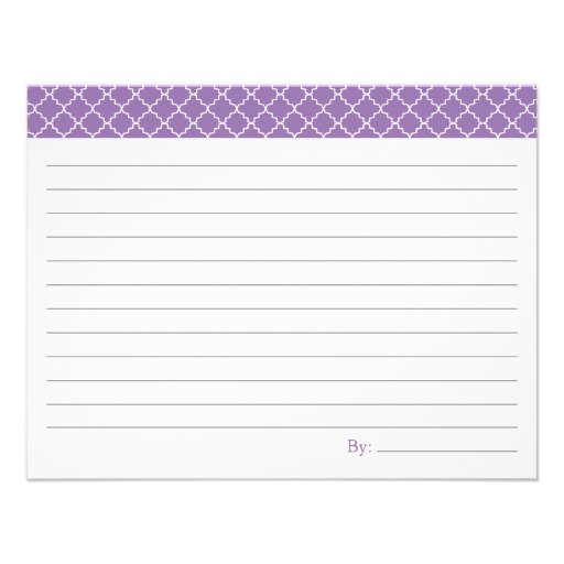 Bridal Shower Recipe Card - Purple Personalized Invitation