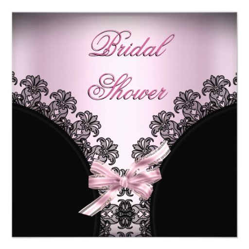Bridal Shower Soft Pink Black Lace Personalized Invitation