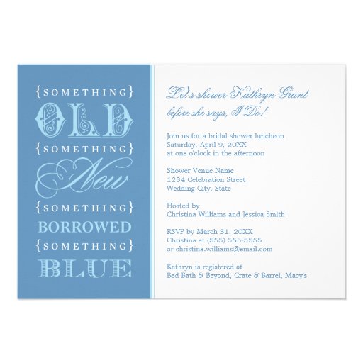 Bridal Shower | Something Old New Borrowed Blue Card