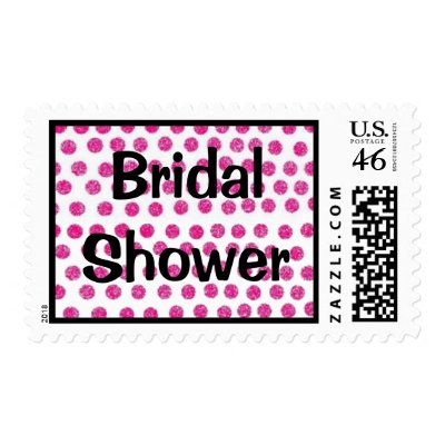 Bridal Shower stamp with pink polka dots