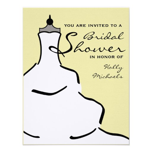 Bridal Shower - Stylish Wedding Dress Custom Color Announcements