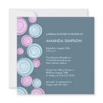 Bridal Shower Sweet Circles Blue & Pink invitations