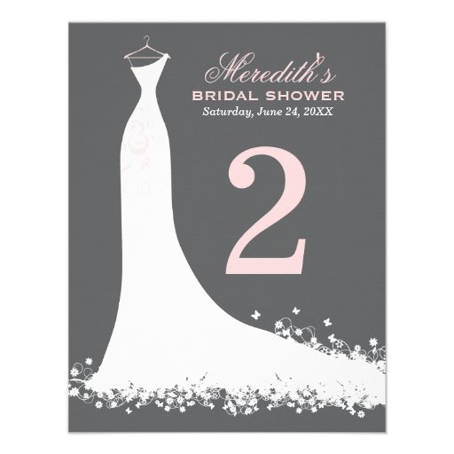 Bridal Shower Table Number Card | Wedding Gown