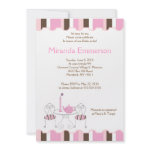 Bridal Shower Tea Party Pink Stripe 5x7 Custom Invitations