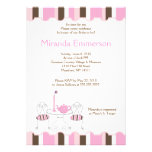 Bridal Shower Tea Party Pink Stripe 5x7 Custom Invitations