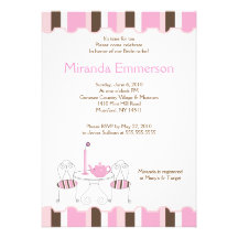 Bridal Shower Tea Party Pink Stripe 5x7 Custom Invitations