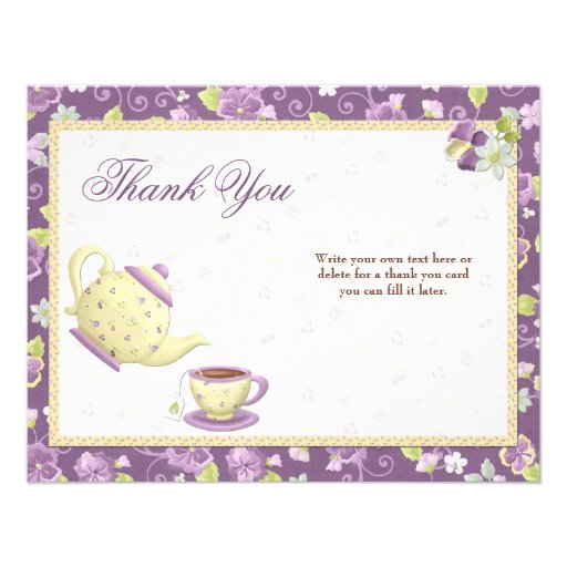 Bridal Shower Tea Party Thank You Card Invitation from Zazzle.com