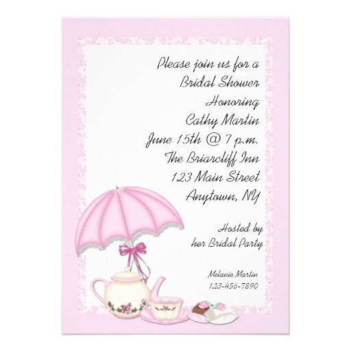 Bridal Shower Tea Pink Personalized Announcement