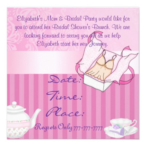 Bridal Shower Teapot & Teacup Damask Design Invite