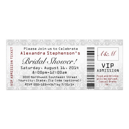 Bridal Shower Ticket Invitations