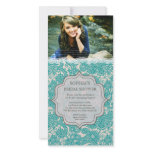 Bridal Shower Turquoise Lace Paisley Photo Invite Photo Greeting Card