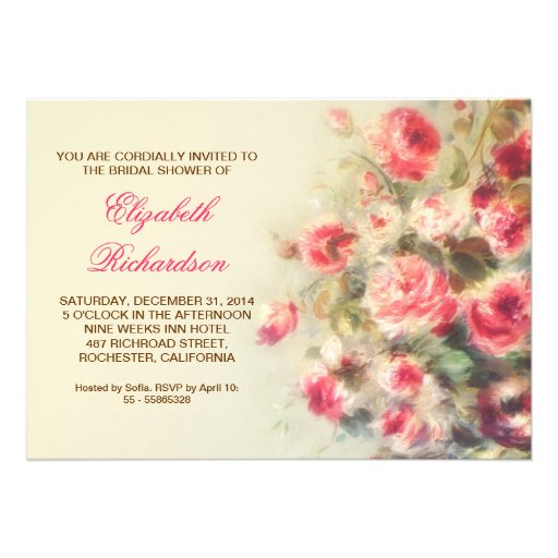 bridal shower victorian roses invitations