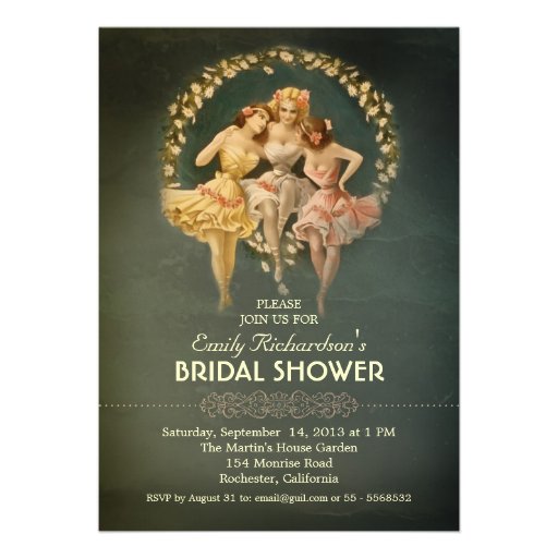 bridal shower vintage girls invitations