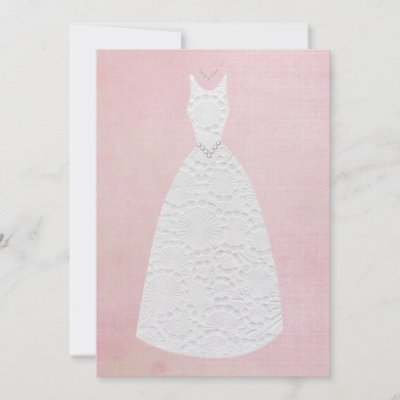 Bridal Shower Vintage Pink White Wedding Dress Custom Invitations by 